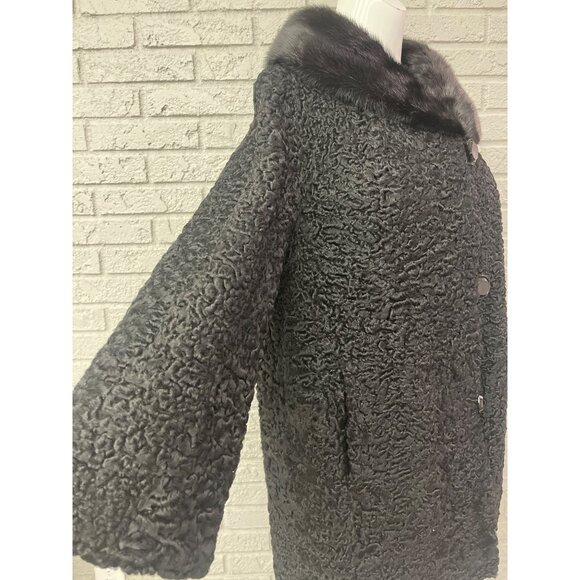 N.L Kaplan Women’s Black Persian Lambswool & Fur Bolero jacket Size M - Picture 8 of 15